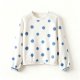 Women's Cream Crew Neck Sweater with Blue Polka Dot Print